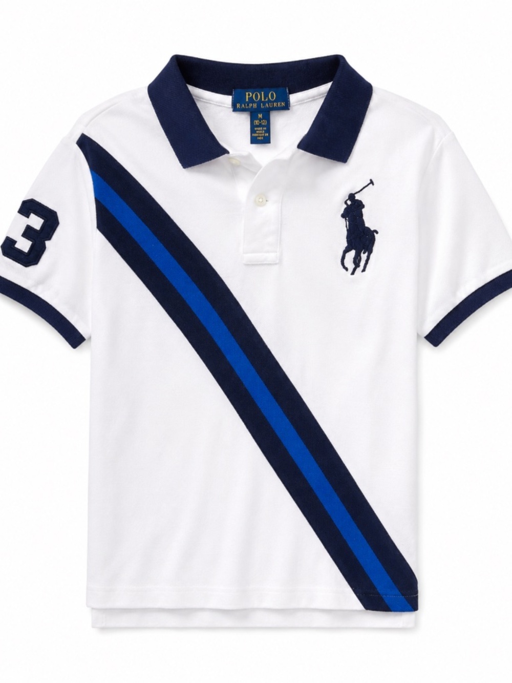 Polo Ralph Lauren Boys White Big Pony Polo Shirt Size M 10-12